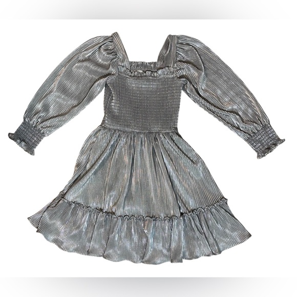 Girl Metallic Silver Formal Dress Size 12 - Picture 1 of 2